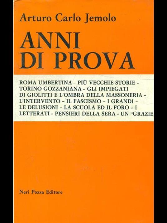 Anni di prova - Arturo C. Jebolo - copertina