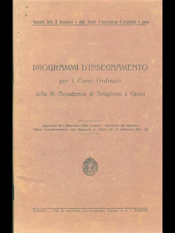 Programmi d'insegnamento per i corsi ordinari
