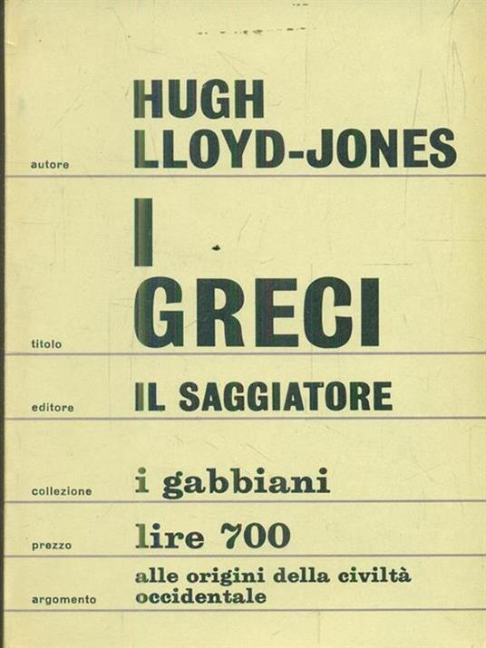 I greci - Hugh Lloyd-Jones - copertina