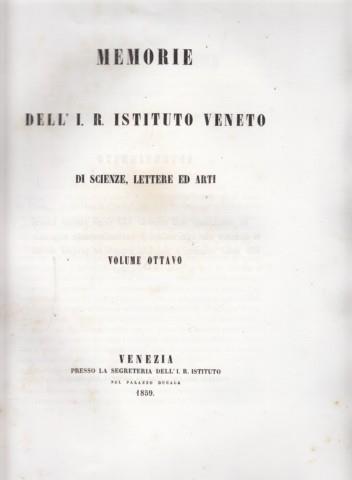 Memorie del R.Ist.Veneto di Scienze, Lettere ed Arti. Vol.VIII,parte I - copertina