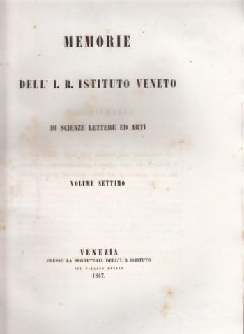 Memorie del R.Ist.Veneto di Scienze, Lettere ed Arti. Vol.VII,parte I - copertina