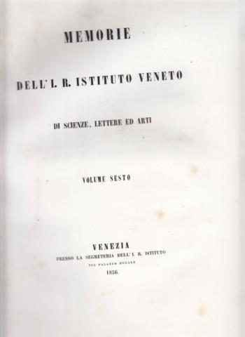 Memorie del R.Ist.Veneto di Scienze, Lettere ed Arti. Vol.VI,parte I - copertina