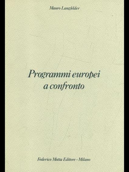 Programmi europei a confronto - Mauro Langfelder - copertina