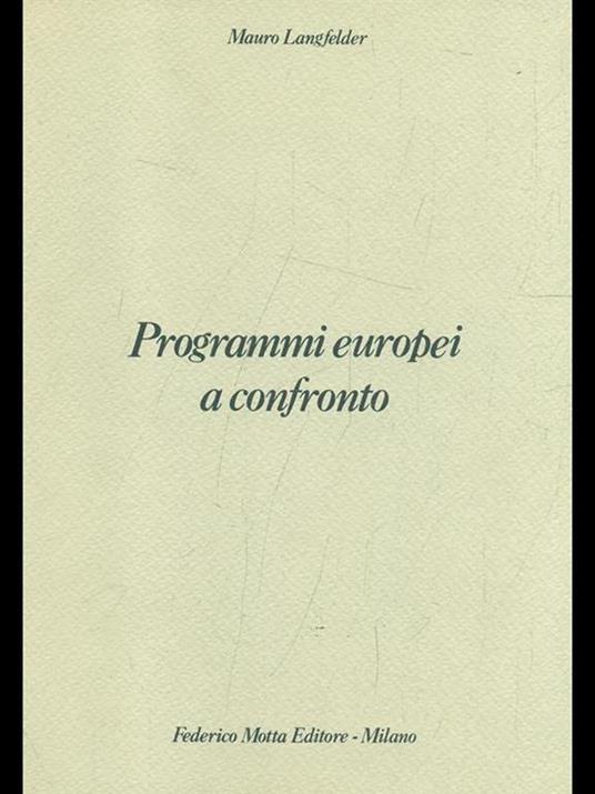 Programmi europei a confronto - Mauro Langfelder - copertina