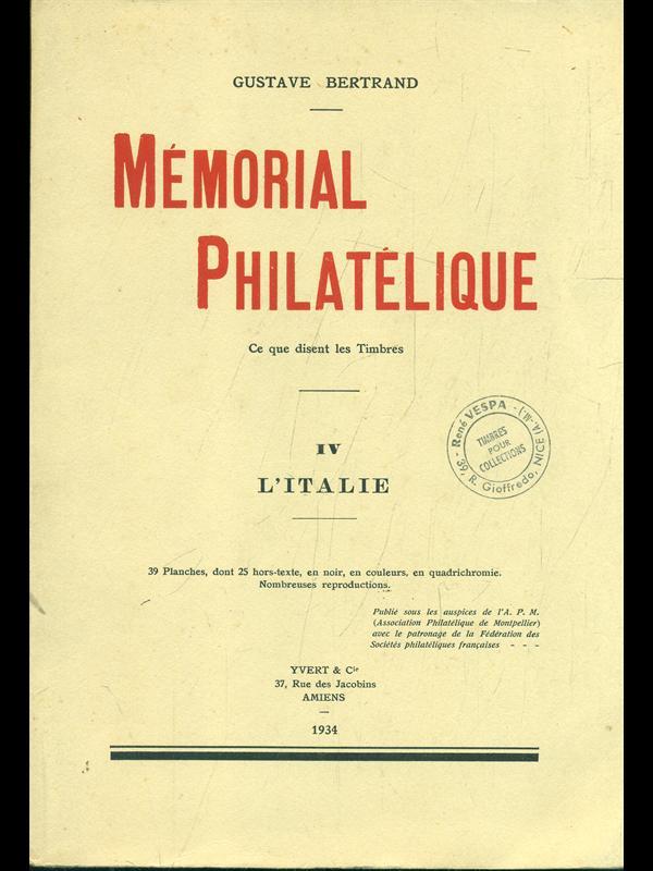 Memorial philatelique vol. IV L'Italie