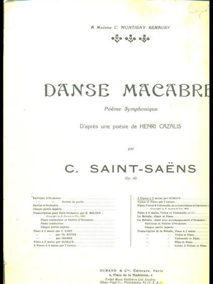 Danse Macabre - Camille Saint-Saëns - copertina