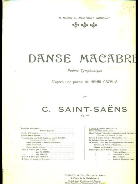 Danse Macabre - Camille Saint-Saëns - copertina