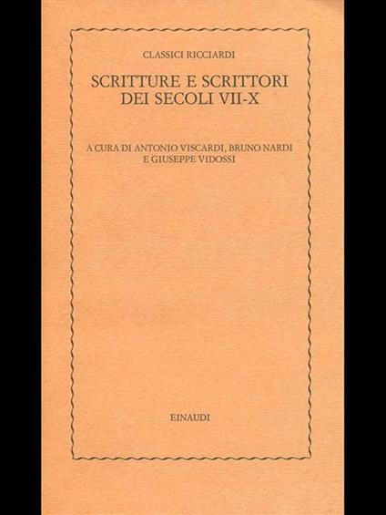 Scritture e scrittori dei secoli VII-X - copertina