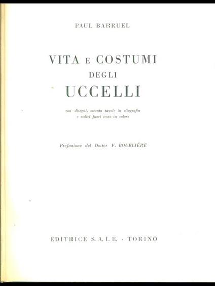 Vita e costumi degli uccelli - Paul Barruel - copertina
