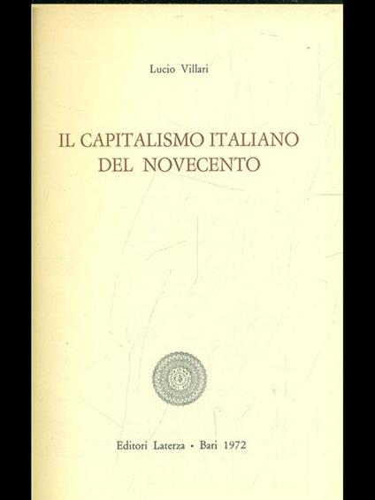 Il capitalismo italiano del Novecento - Lucio Villari - copertina