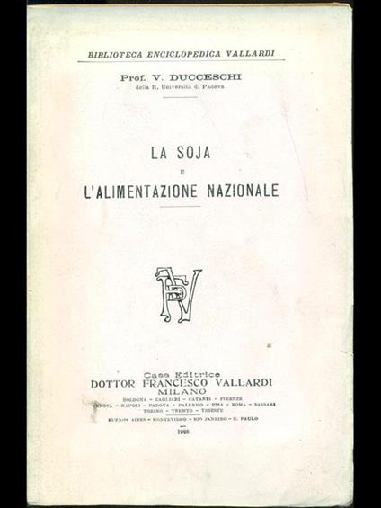 La soja e l'alimentazione nazionale - copertina