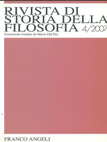 Rivista storia della filosofia 4/2007 - copertina