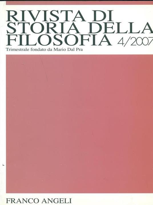 Rivista storia della filosofia 4/2007 - copertina