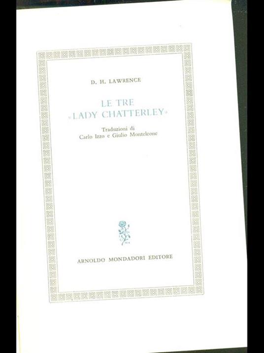 Le tre Lady Chatterley - David Herbert Lawrence - copertina