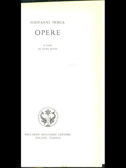 Opere - Giovanni Verga - copertina