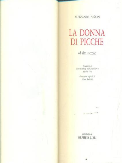 La donna di picche - Aleksandr Puskin - copertina