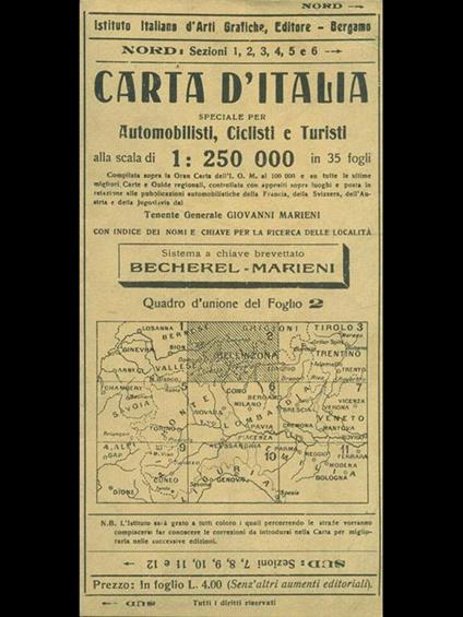 Carta d'Italia quadro d'unione del foglio 2 - copertina