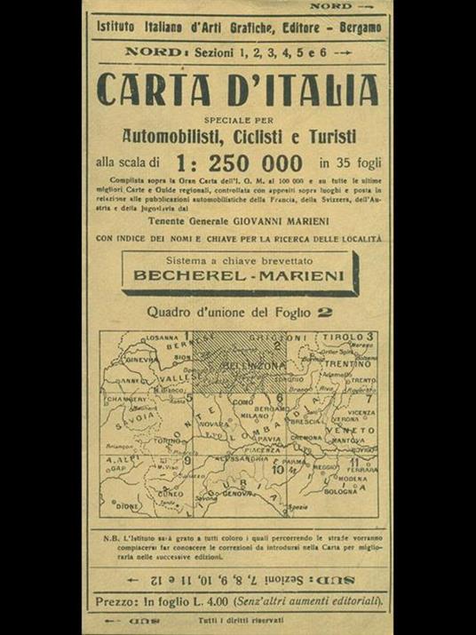 Carta d'Italia quadro d'unione del foglio 2 - copertina
