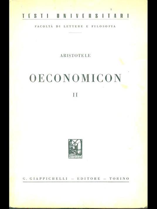 Oeconomicon II - Aristotele - copertina