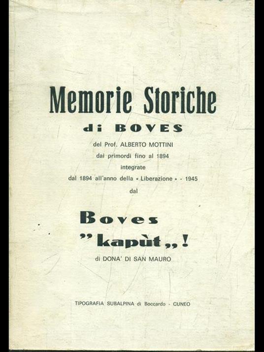 Memorie storiche di Boves - Alberto Mottini - copertina
