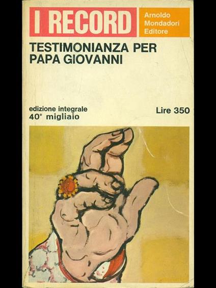Testimonianza per Papa Giovanni - Luciano Benedetto Roncalli - copertina
