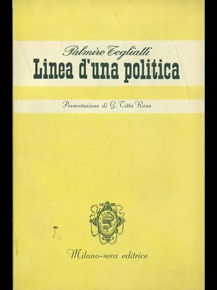 Linea d'una politica - Palmiro Tolgiatti - copertina