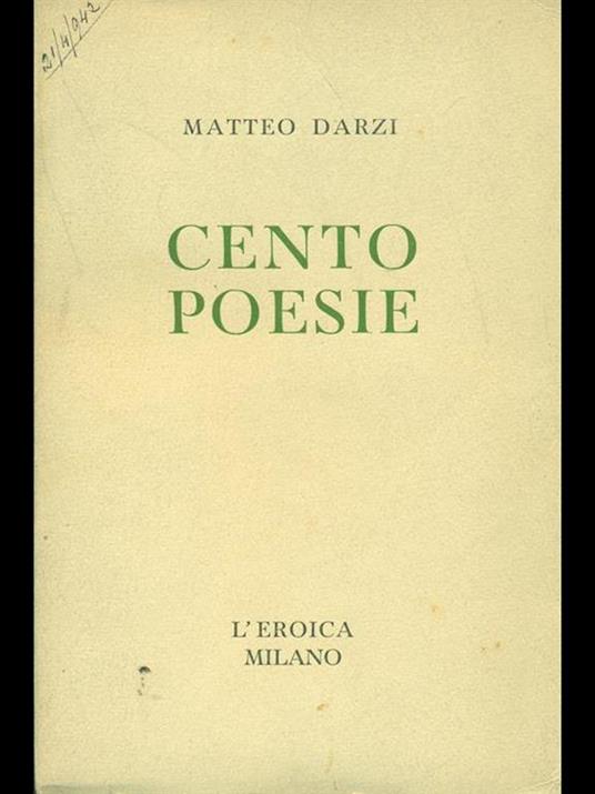 Cento poesie - Matteo D'Arzi - copertina