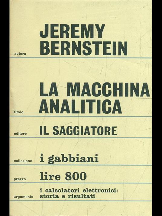 La macchina analitica - Jeremy Bernstein - copertina