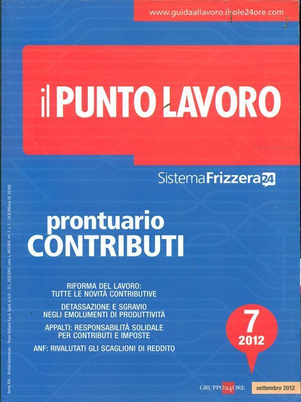 Prontuario contributi-Il Punto Lavoro n. 72012 libro+cd