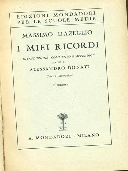 I miei ricordi - Massimo D'Azeglio - copertina