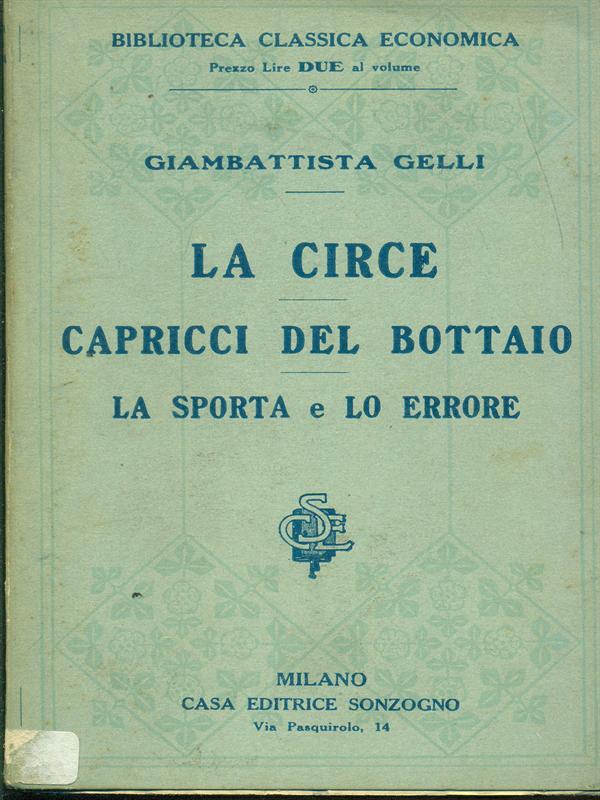 La Circe-Capricci del bottaio-La sporta e lo errore