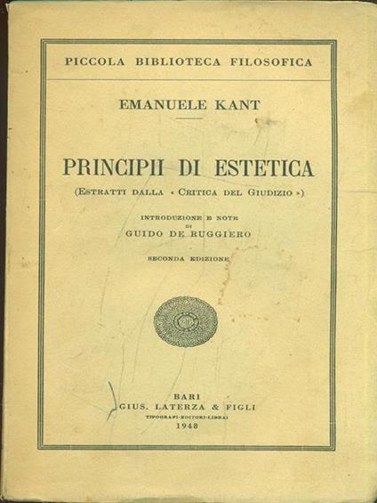 Principii di estetica - Immanuel Kant - copertina