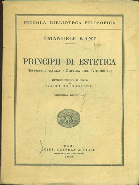 Principii di estetica - Immanuel Kant - copertina