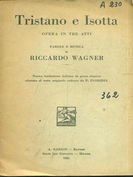 Tristano e Isotta - Richard Wagner - copertina