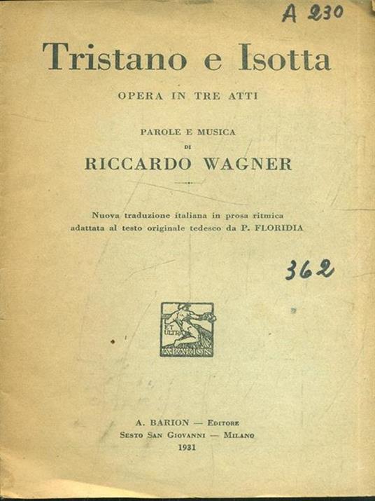 Tristano e Isotta - Richard Wagner - copertina
