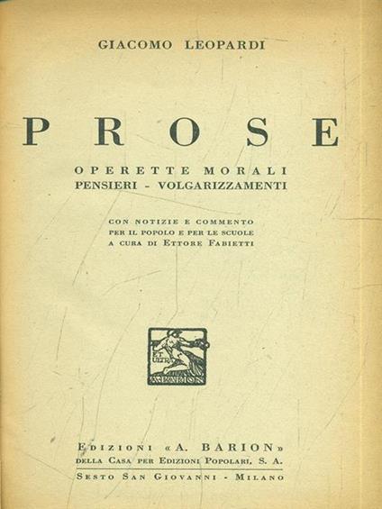 Prose - Giacomo Leopardi - copertina