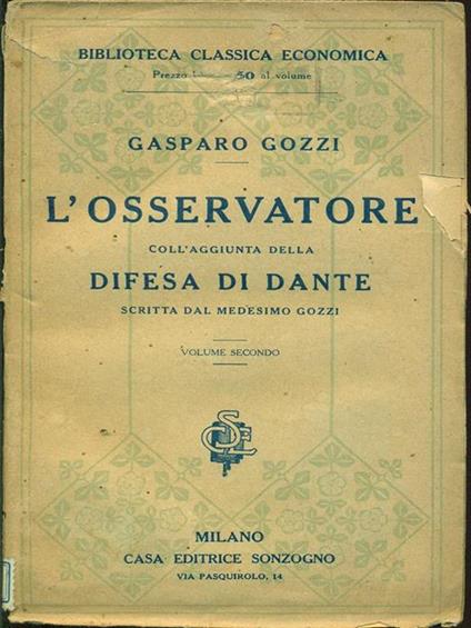 L' osservatore Vol. 2 - Gasparo Gozzi - copertina