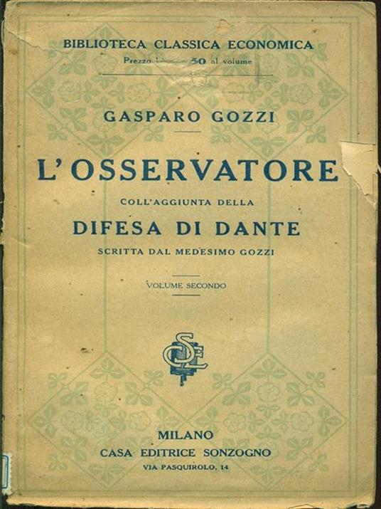 L' osservatore Vol. 2 - Gasparo Gozzi - copertina