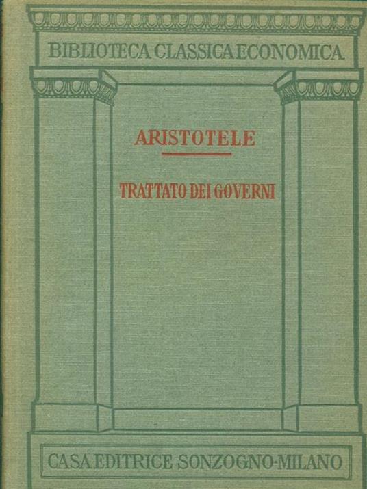 Trattato dei governi - Aristotele - copertina