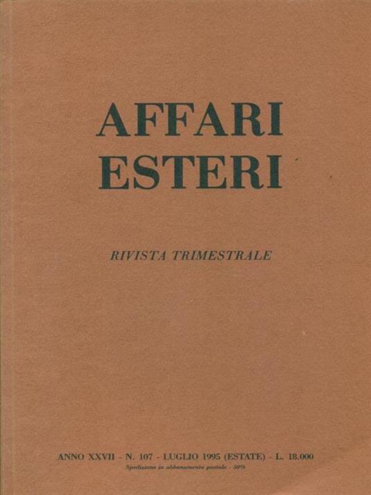 Affari esteri anno XXVII. N107. Luglio 1995 - copertina