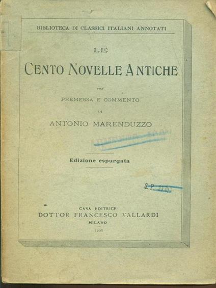 Le cento novelle antiche - Antonio Merenduzzo - copertina
