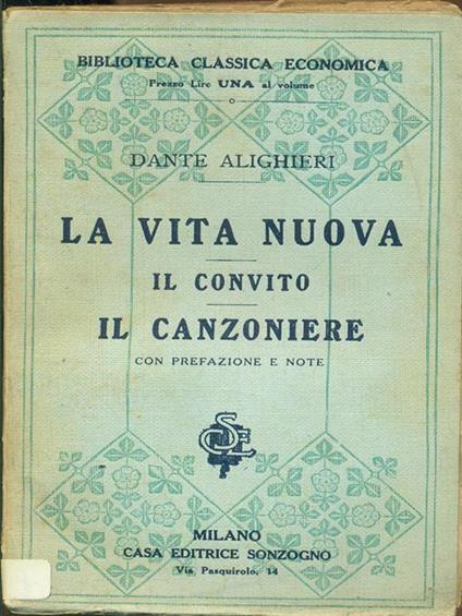 La vita nuova-Il convito-Il canzoniere - Dante Alighieri - copertina