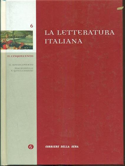 La letteratura italiana 6. Il cinquecento - copertina