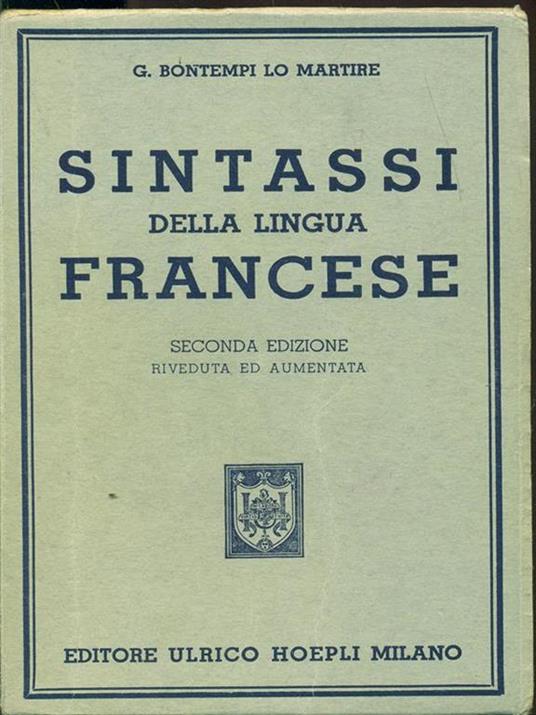 Sintassi della lingua francese - copertina