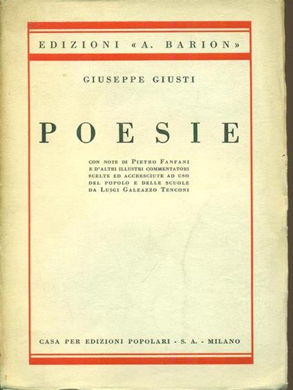 Poesie - Giuseppe Giusti - copertina