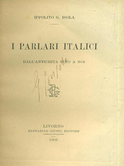 I parlari italici - copertina