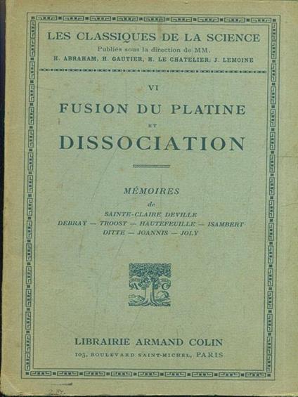 Fusion du platine et dissociation - copertina