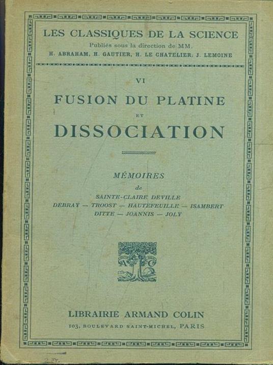 Fusion du platine et dissociation - copertina