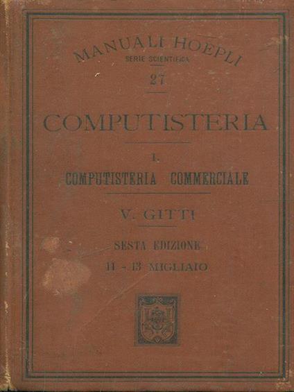 Computisteria vol. 1 - Computisteria commerciale - Vincenzo Gitti - copertina
