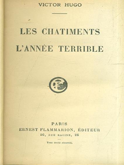 Les chatiments. L'annee terrible - Victor Hugo - copertina